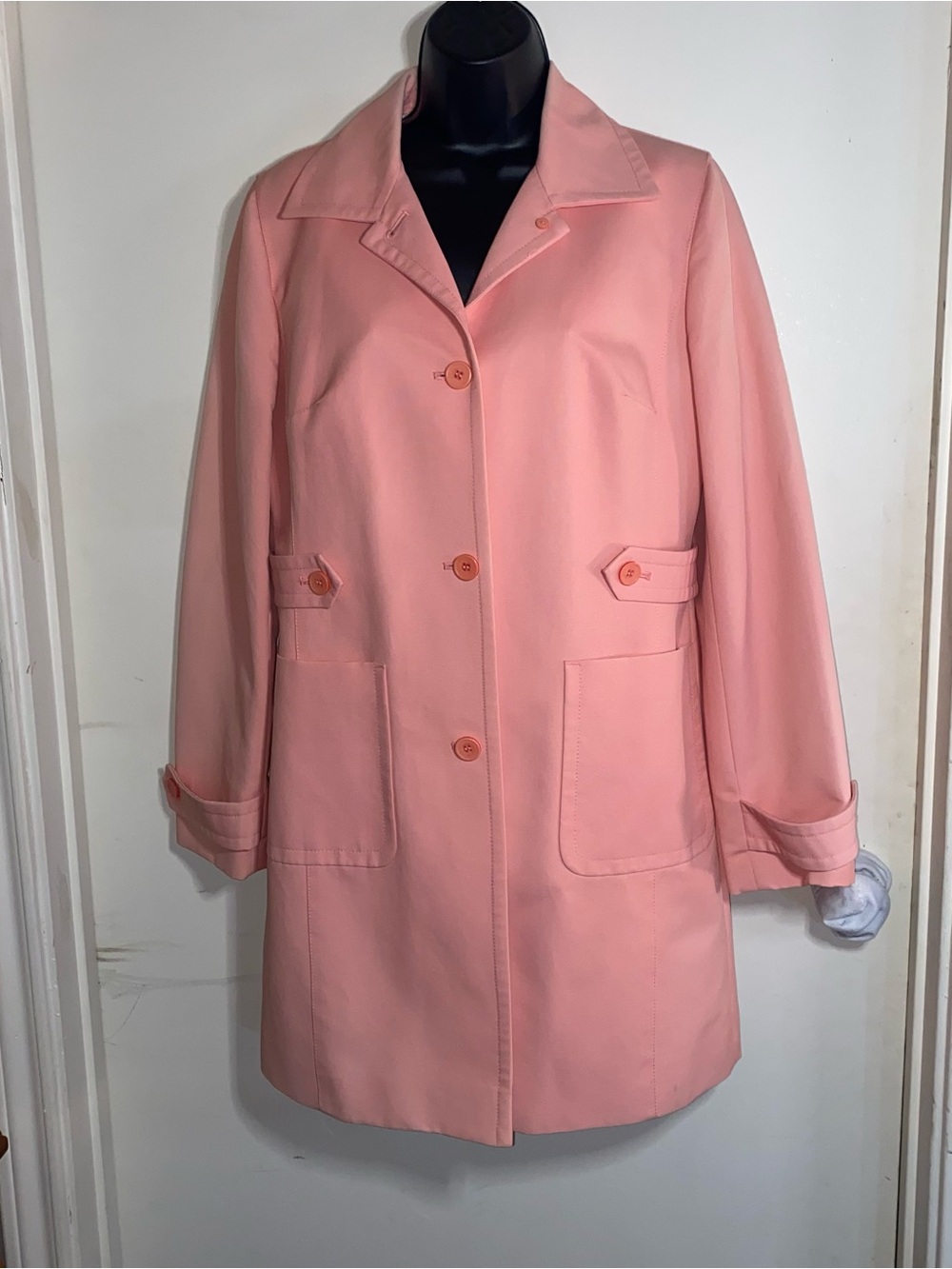 Ann Taylor Loft Button Front Trench Coat Jacket Women's Dusty Pink Midi Medium